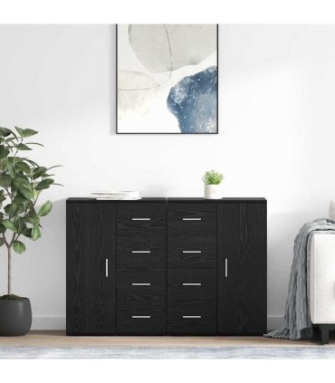 vidaXL Sideboards CORONA 2 pcs Black Oak 59 x 39 x 80 cm