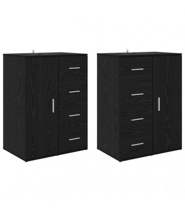 vidaXL Sideboards CORONA 2 pcs Black Oak 59 x 39 x 80 cm