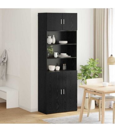 vidaXL Storage Cabinet Black Oak 80 x 42.5 x 225 cm Engineered Wood