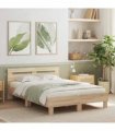 vidaXL Bed Frame with Headboard Sonoma 137 x 190 cm Engineered Wood