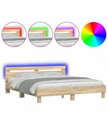 vidaXL Bed Frame with Headboard Sonoma 193 x 203 cm Engineered Wood