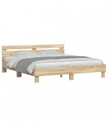 vidaXL Bed Frame with Headboard Sonoma 193 x 203 cm Engineered Wood