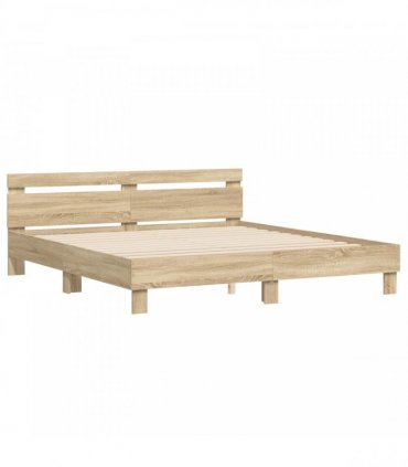 vidaXL Bed Frame with Headboard Sonoma 193 x 203 cm Engineered Wood