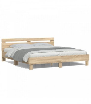 vidaXL Bed Frame with Headboard Sonoma 193 x 203 cm Engineered Wood