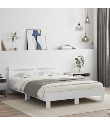 vidaXL Bed Frame with Headboard White 137 x 190 cm Engineered Wood