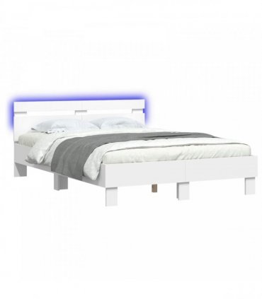 vidaXL Bed Frame with Headboard White 137 x 190 cm Engineered Wood