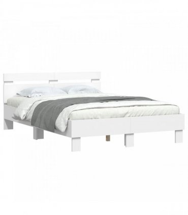 vidaXL Bed Frame with Headboard White 137 x 190 cm Engineered Wood