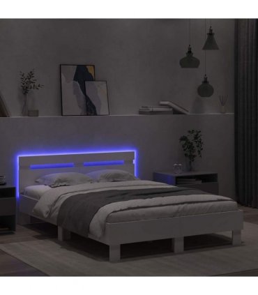 vidaXL Bed Frame with Headboard White 137 x 190 cm Engineered Wood