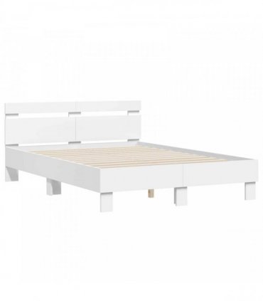 vidaXL Bed Frame with Headboard White 137 x 190 cm Engineered Wood