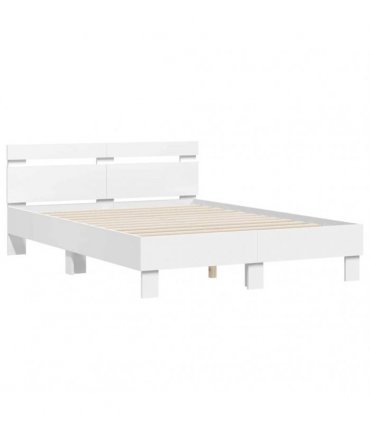 vidaXL Bed Frame with Headboard White 137 x 190 cm Engineered Wood
