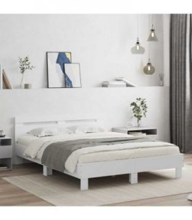 vidaXL Bed Frame with Headboard White 152 x 203 cm Engineered Wood