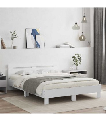 vidaXL Bed Frame with Headboard White 152 x 203 cm Engineered Wood