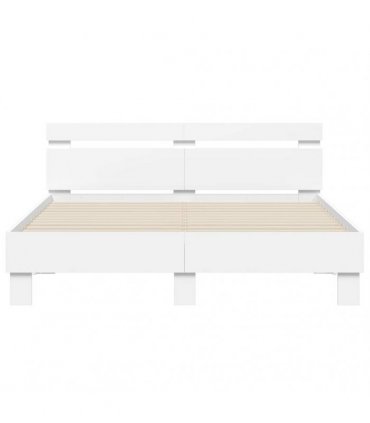 vidaXL Bed Frame with Headboard White 152 x 203 cm Engineered Wood