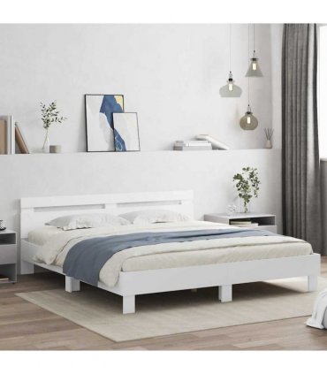 vidaXL Bed Frame with Headboard White 193 x 203 cm Engineered Wood