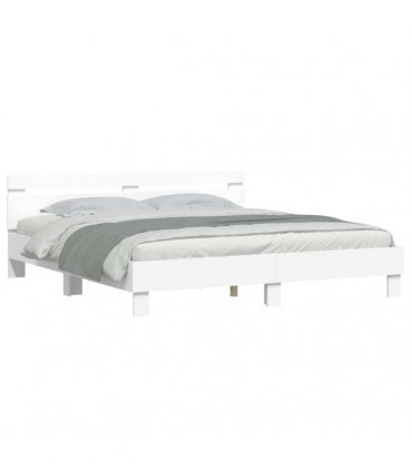 vidaXL Bed Frame with Headboard White 193 x 203 cm Engineered Wood