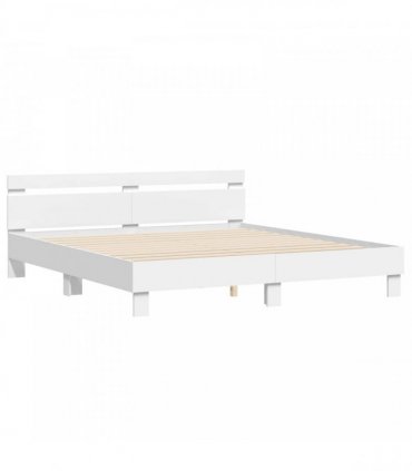 vidaXL Bed Frame with Headboard White 193 x 203 cm Engineered Wood