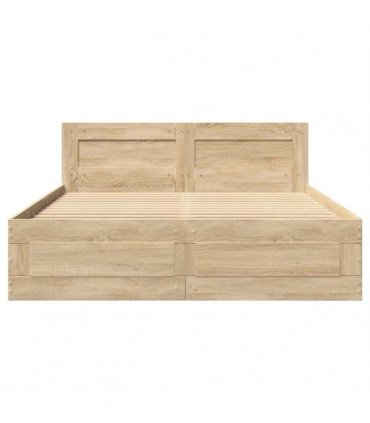 vidaXL Bed Frame with Drawer Sonoma 137 x 188 cm Engineered Wood