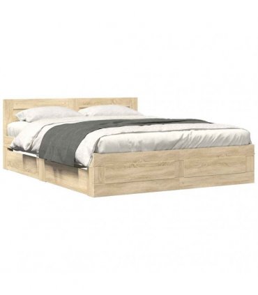 vidaXL Bed Frame with Drawer 2 pcs Sonoma 153 x 203 cm Engineered Wood