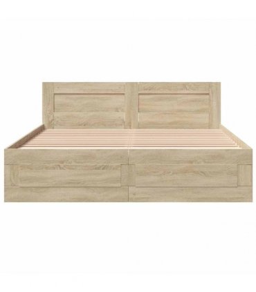 vidaXL Bed Frame with Drawer 2 pcs Sonoma 153 x 203 cm Engineered Wood