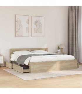 vidaXL Bed Frame Sonoma 193 x 203 cm Engineered Wood