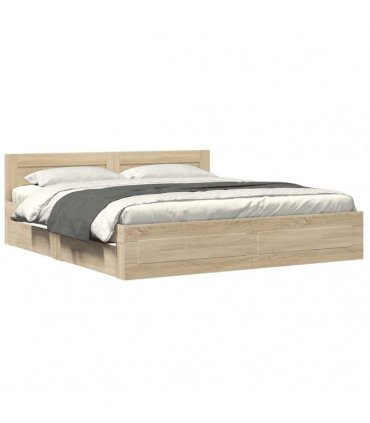 vidaXL Bed Frame Sonoma 193 x 203 cm Engineered Wood
