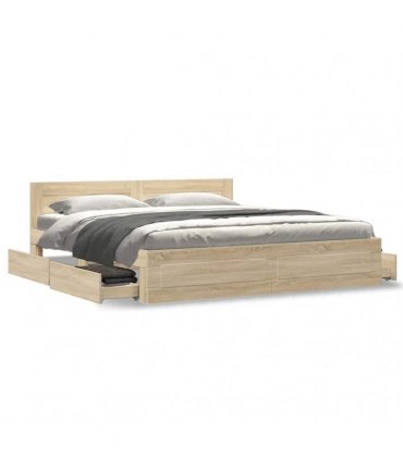 vidaXL Bed Frame Sonoma 193 x 203 cm Engineered Wood