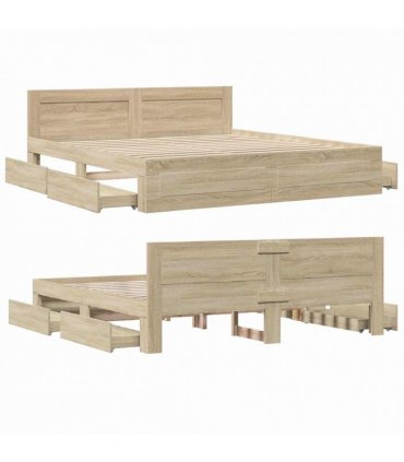 vidaXL Bed Frame Sonoma 193 x 203 cm Engineered Wood