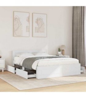 vidaXL Bed Frame with Drawer White 137 x 188 cm Engineered Wood