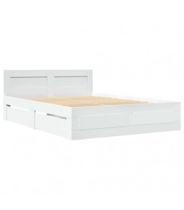 vidaXL Bed Frame with Drawer White 137 x 188 cm Engineered Wood