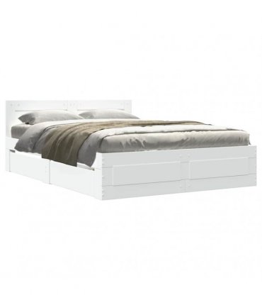 vidaXL Bed Frame with Drawer White 137 x 188 cm Engineered Wood