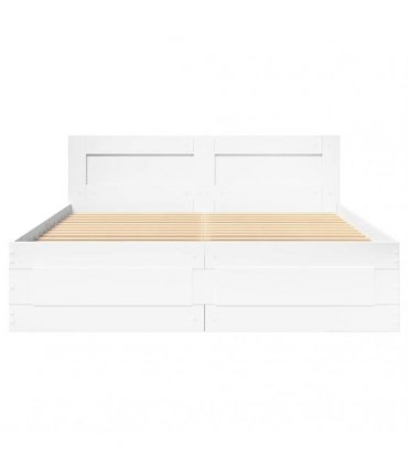 vidaXL Bed Frame with Drawer White 137 x 188 cm Engineered Wood