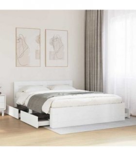 vidaXL Bed Frame with Drawer White 150 x 200 cm Engineered Wood