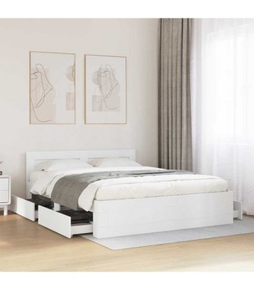 vidaXL Bed Frame with Drawer White 150 x 200 cm Engineered Wood