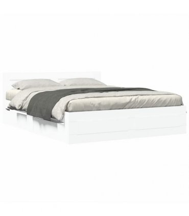 vidaXL Bed Frame with Drawer White 150 x 200 cm Engineered Wood