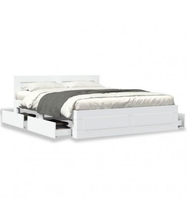 vidaXL Bed Frame with Drawer White 150 x 200 cm Engineered Wood