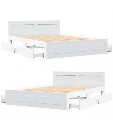 vidaXL Bed Frame with Drawer White 150 x 200 cm Engineered Wood