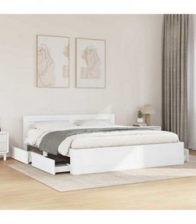 vidaXL Bed Frame with Drawer White 193 x 203 cm Engineered Wood