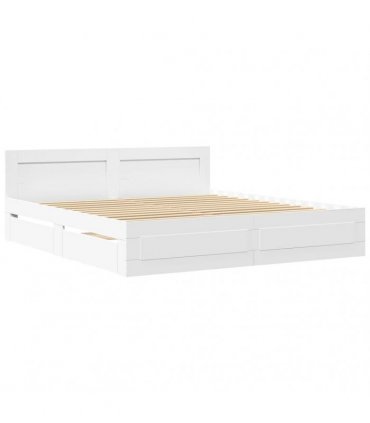 vidaXL Bed Frame with Drawer White 193 x 203 cm Engineered Wood