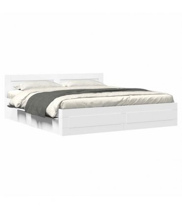 vidaXL Bed Frame with Drawer White 193 x 203 cm Engineered Wood