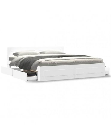 vidaXL Bed Frame with Drawer White 193 x 203 cm Engineered Wood
