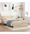 vidaXL Bed Frame with Headboard Sonoma 137 x 190 cm Engineered wood