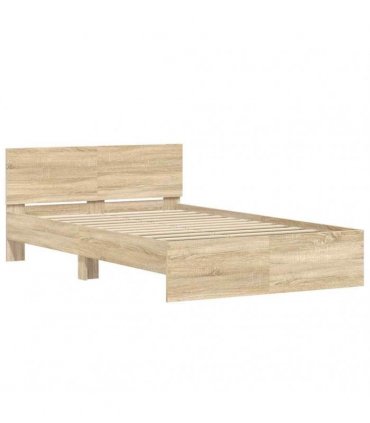 vidaXL Bed Frame with Headboard Sonoma 137 x 190 cm Engineered wood