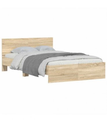 vidaXL Bed Frame with Headboard Sonoma 137 x 190 cm Engineered wood