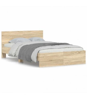 vidaXL Bed Frame with Headboard Sonoma 137 x 190 cm Engineered wood