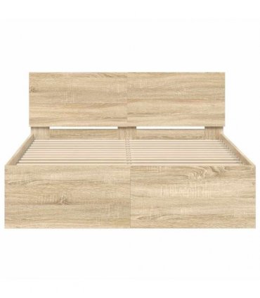 vidaXL Bed Frame with Headboard Sonoma 137 x 190 cm Engineered wood