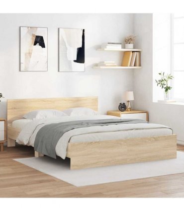 vidaXL Bed Frame with Headboard Sonoma 152 x 203 cm Engineered wood