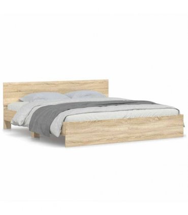 vidaXL Bed Frame with Headboard Sonoma 193 x 203 cm Engineered wood
