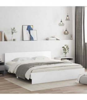 vidaXL Bed Frame with Headboard White 137 x 190 cm Engineered wood