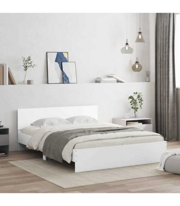 vidaXL Bed Frame with Headboard White 152 x 203 cm Engineered wood
