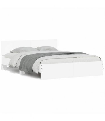 vidaXL Bed Frame with Headboard White 152 x 203 cm Engineered wood